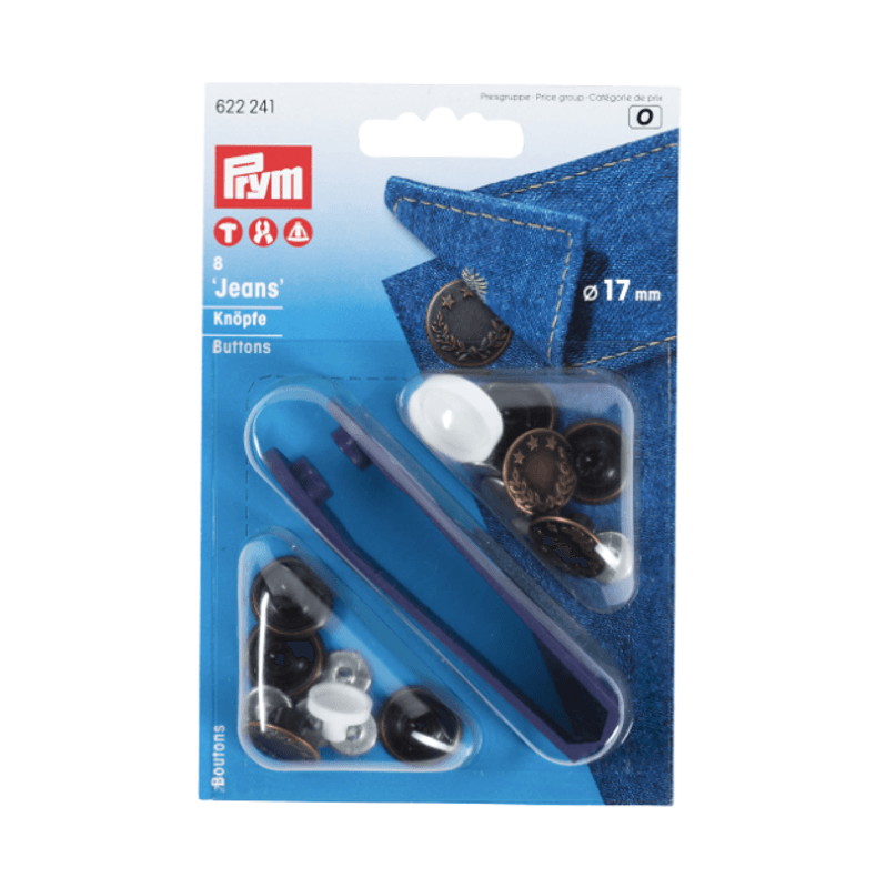 Jeansknapper 17mm antikk messing (6 sett)