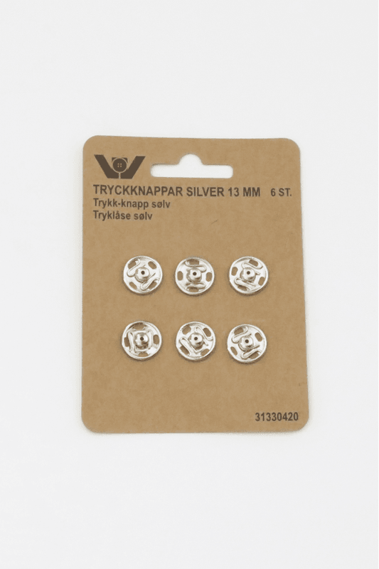 Trykknapper til å sy på 13mm (6 stk)